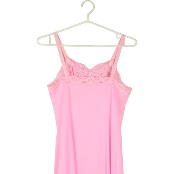 Harvey Woods Slip Bubble Gum Pink Lace Nylon Dress Size 34 Midi Barbiecore SP62 - Picture 7 of 9